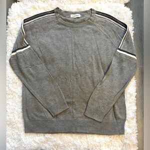 Women’s Calvin Klein Gray Crewneck Sweater. Stripe accents w/ metallic accents
